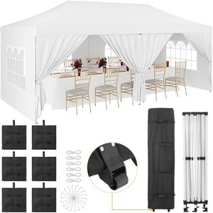 Upgraded 10x20 Pop Up Canopy Tent with 6 Removable Sidewalls, Commercial Heavy Duty Thicken Legs Canopy Tents with Roller Bag, Sand Bags, Stakes - 1 of 4