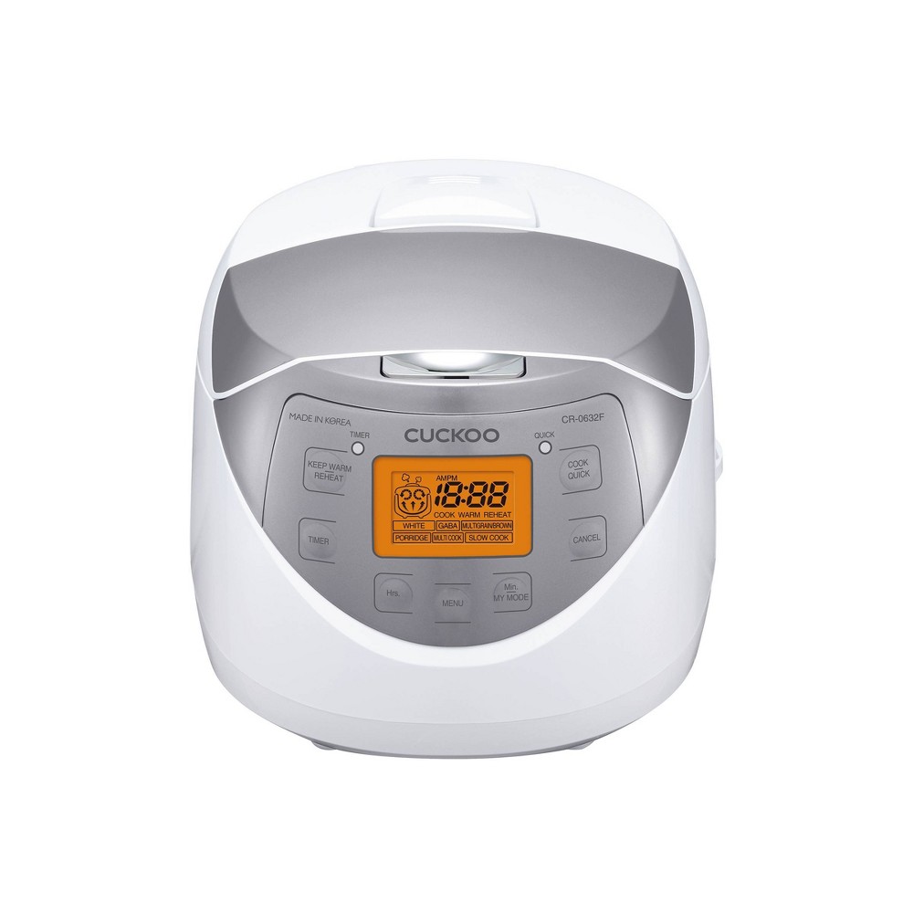 CUCKOO 6-Cup Micom Rice Cooker and Warmer White/Silver: 11 Settings, Automatic Keep Warm, Dishwasher-Safe Parts, Timer