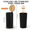 8 Gallon Step Trash Can with Bamboo Lid, Slim Round Stainless Steel, Soft-Close Pedal, Removable Inner Bucket, for Kitchen, Office, Bathroom - 2 of 4