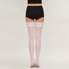 Anna-Kaci Women's Sheer Thigh High Stockings with Decorative Lace Top Detail and Soft Stretch Fit for Elegant Feminine Legwear Styling - Pink - 3 of 4