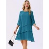 INSPIRE CHIC Women's Round Neck Semi Sheer 3/4 Bell Sleeve Asymmetrical Layered Tiered Midi Dress - 4 of 4