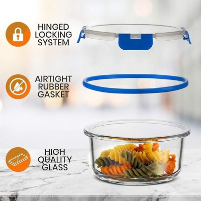 24-Piece Blue Glass Food Storage Container Set with Locking Lids