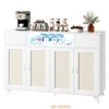 Boho Rattan Buffet Cabinet with Power Outlet & LED Lights - BOHO Sideboard Buffet Sideboard for Living Room or Dining Room - 2 of 4