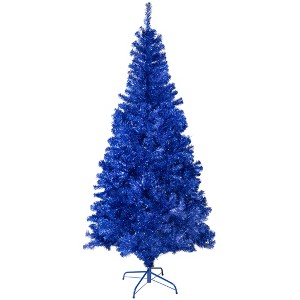 Northlight Artificial Tinsel Christmas Tree - 7' - Blue - Unlit - 1 of 4
