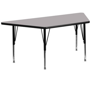 Emma and Oliver Mobile Trapezoid Grey HP Laminate Adjustable Activity Table - 1 of 4