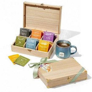 Thoughtfully Wooden Tea Box Gift Set, 90 Premium Tea Bags in
