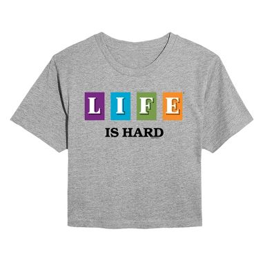 Life.love.shirts. hard core Tシャツ 本 Women's The Game of Life Life is Hard Cropped Graphic T-Shirt