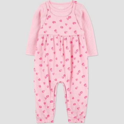 100% Cotton Baby Girl Cloud/Heart Pattern Solid Long-sleeve Footed Jumpsuit