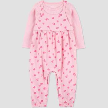 Carter's Just One You® Baby Girls' Hearts Striped Top & Overalls Set - Pink
