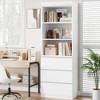 Bookcase with Drawers 70.27 Inches Tall Bookshelf Farmhouse Bookcases Wooden Deep Bookshelves - 3 of 4