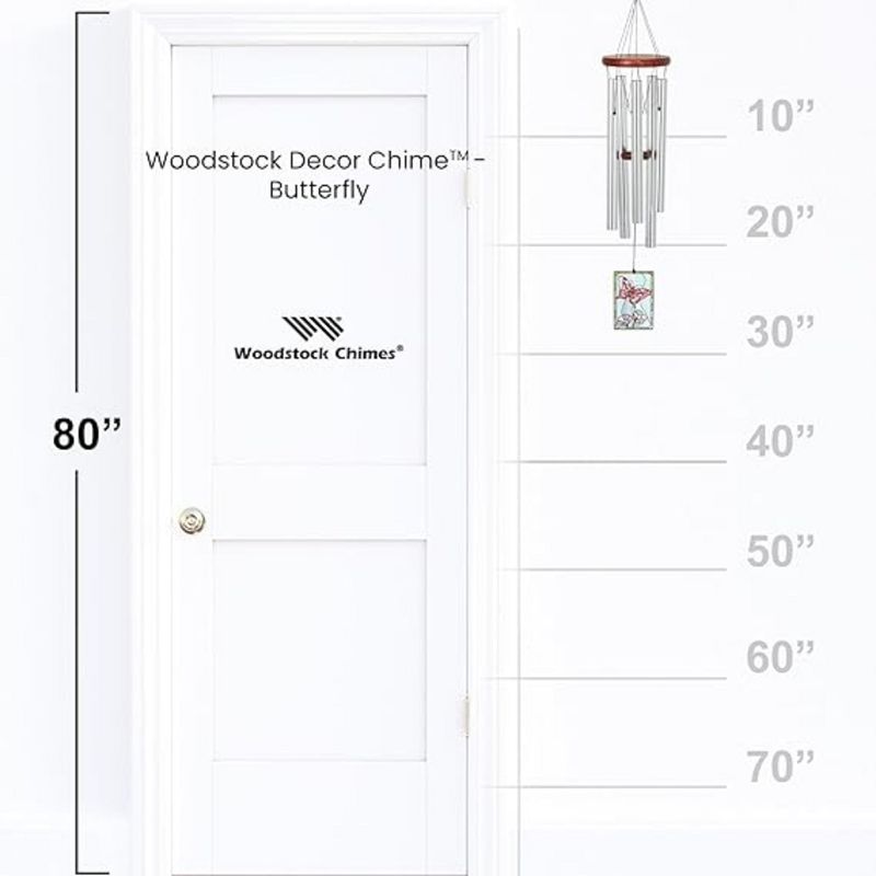 Woodstock Windchimes Décor Chime Butterfly, Wind Chimes For Outside, Wind Chimes For Garden, Patio, and Outdoor Décor, 26"L, 3 of 8