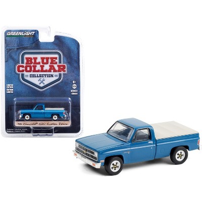 1981 Chevrolet C20 Custom Deluxe Pickup Truck w/Bed Cover Light Blue Met. "Blue Collar Collection" 1/64 Diecast Car Greenlight