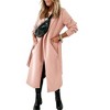 Imily Bela Womens Belted Classic Lapel Collar Open Front Long Coat Jacket - 4 of 4