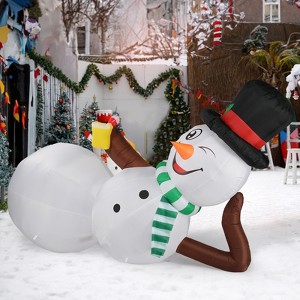 9.8 FT Christmas Inflatable Decoration, Large Inflatable Lying Snowman, Blow Up Yard Decorations for Holiday Party Front Yard Lawn Garden Decor - 1 of 4
