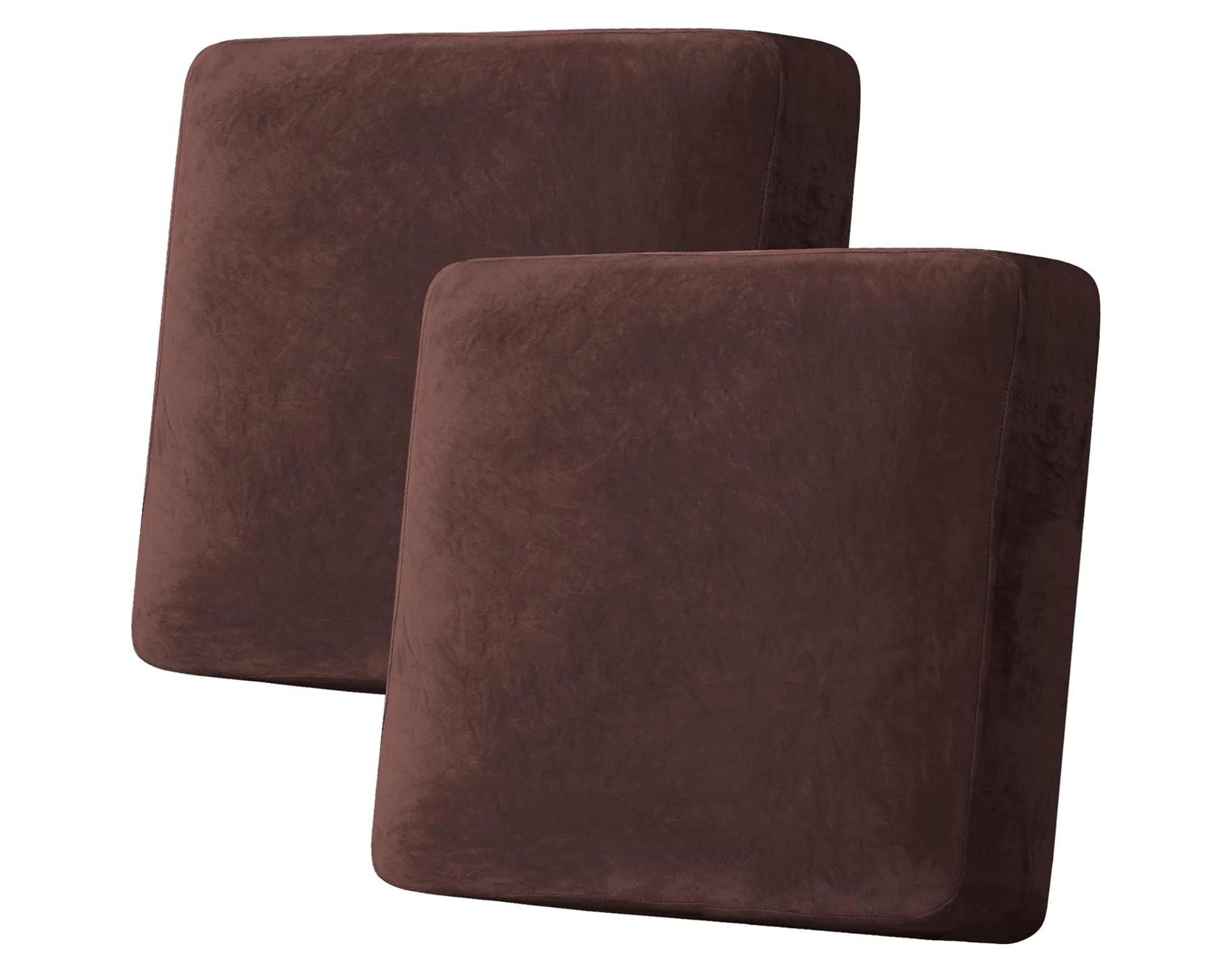 H.Versailtex Velvet Seat Cushion Cover for Armchair Loveseat and Sofa BROWN 2 Cushion Sofa