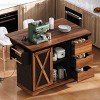 55.5" Kitchen Carts and Islands with Power Outlet and Drop Leaf, Rolling Storage Cart with Spice Rack for Kitchen or Dining Room-The Pop Home - 3 of 4