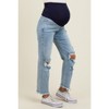 Pinkblush Light Blue Ripped Knee Fringe Hem Straight Leg Maternity Ankle Jeans - 4 of 4