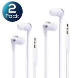 Insten 2 Pack 3.5mm Wired Earbuds, In-Ear Stereo Earphones & Headset for Android Smartphones, PC, Laptops, White/Silver