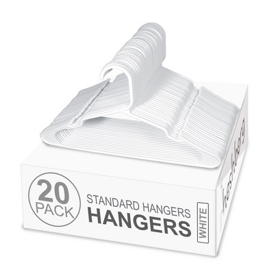 Heshberg Plastic Hangers Notched White 20 Pack