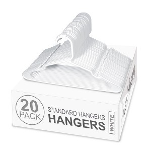 Heshberg Plastic Hangers Notched White 20 Pack - 1 of 4