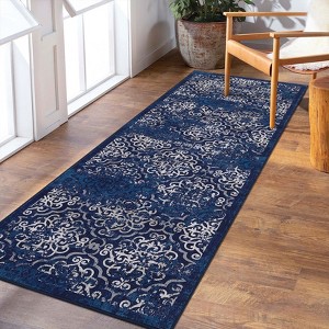 Vintage Area Rug Medallion Print Distressed Non Slip Non Shedding Floor Carpet, for Living Room, Bedroom - 1 of 4