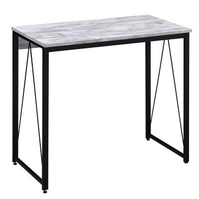 INFURNIC Desks Antique 35.5" Writing Desk with Metal Sled Base Rustic Industrial Design for Home Office, Grey, 35.5"*18.5"*28.5"