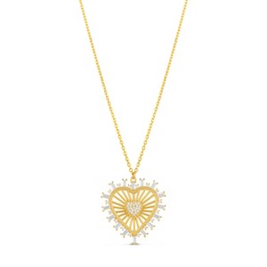 SHYMI Heart Medallion Necklace — .925 Sterling Silver, 14k Gold-Plated, Cubic Zirconia Pavé Detailing, Adjustable Chain - 1 of 2