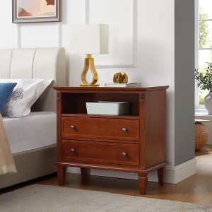 Zeus & Ruta Open Space and 2 Drawers Dresser Nightstand with Charging Station, with USB Ports and Outlets, for Bedroom - 1 of 4