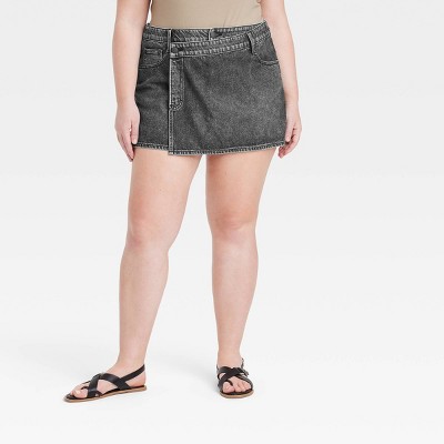 Women's Wrap Denim Skort - Universal Thread™ Black 17 : Target