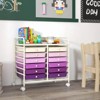 Costway 12 Drawers Rolling Cart Storage Scrapbook Paper Studio Organizer Bins Purple - 4 of 4
