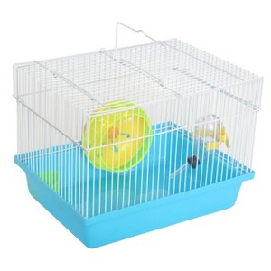 YML Single Story Dwarf Hamster Cage with Small Wheel/Dish and Water Bottle/Plastic Base Blue 10.5 inches x 8 inches x 7.75 inches - 1 of 2