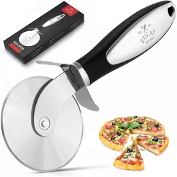 Zulay Kitchen Large Pizza Cutter Wheel - Premium Stainless Steel Pizza Slicer Easy To Clean & Cut Pizza Wheel Super Sharp Non-Slip Handle