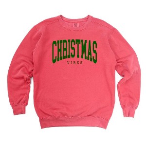 Simply Sage Market Women's Garment Dyed Graphic Sweatshirt Christmas Vibes Varsity - 1 of 2