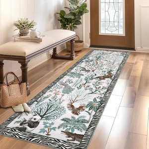 Coucheta Jungle Washable Area Rug, Non-Slip Stain-Resistant Animal Print Accent, Foldable Rugs for Living Room, Bedroom, Nursery, Kids Playroom - 1 of 4