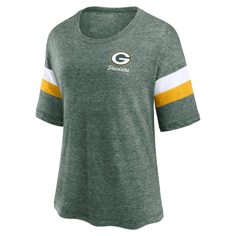 NFL Green Bay Packers Women&#39;s Weak Side Blitz Marled Left Chest Short Sleeve T-Shirt, 2 of 4