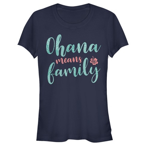 Juniors Womens Lilo & Stitch Blue and Red Ohana means Family T-Shirt - image 1 of 4