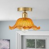 Dewdrop Vintage Semi Flush Mount Ceiling Light 1 Light Ruffled Fluted Textured Glass Warm Ambient Glow ETL - 4 of 4