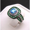 Hollie Statement Ring Halo Green Blue Cz Sterling Silver Womens Ginger Lyne Collection Size 6 - image 2 of 4