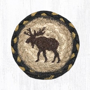 Earth Rugs Moose Printed Coaster – 5"x5" Rustic Braided Jute Square with Lodge Wildlife Design for Cabin or Country Decor - 1 of 3
