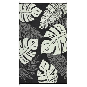 Outdoor Rug Modern Tropical Leaf Woven Carpet Waterproof Plastic Straw Rug, UV-Resistant Reversible Mat for Camping RV Porch Deck Balcony Beach - 1 of 4