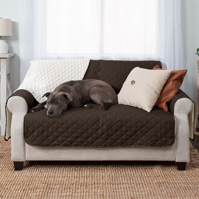 Espresso and Clay Polyester Reversible Loveseat Furniture Protector