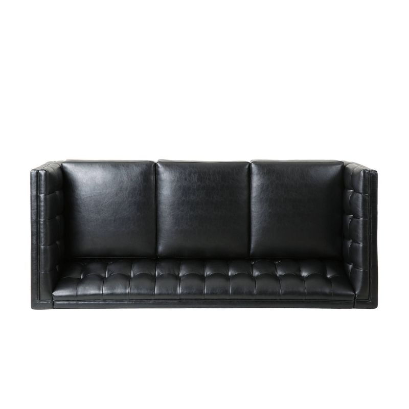 Pondway Contemporary Faux Leather Tufted 3 Seater Sofa - Christopher Knight Home, 6 of 12