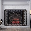 VYNXARIA Modern Three Panel Iron Firescreen, charming circular pattern,Black Silver - 2 of 4