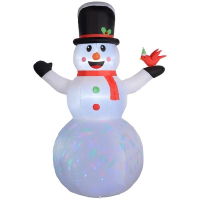 Outsunny 12FT Christmas Inflatable Snowman, Huge Blow Up Christmas Decorations with Rotating Colorful LED Light for Indoor, Outdoor, Yard, Party