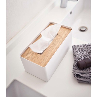 Black and Walnut Steel Rectangular Tissue Box Cover with Wooden Lid