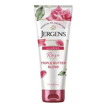 Jergens Rose Triple Butter Blend Body Butter, Rose Lotion, Moisturizer with Camellia Essential Oil Scented - 7 fl oz