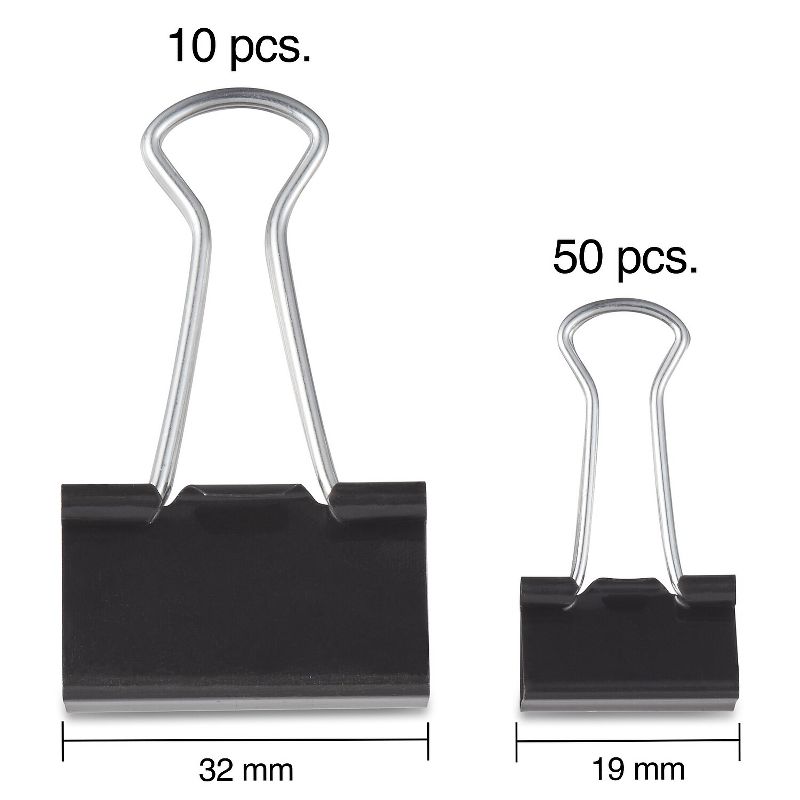 Staples Metal Binder Clips Black Assorted Capacities 15339, 4 of 6