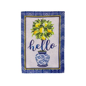 Hello Lemon Tree Burlap Garden Flag - 1 of 4