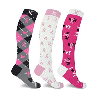 Extreme Fit Cancer Awareness Compression Socks - Knee High Socks For  Running - 3 Pair : Target