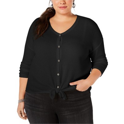 Style & Co. Womens Button-Down Thermal Blouse